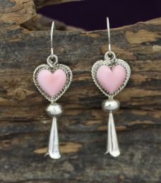 CONCH SHELL HEART EARINGS W/ SQUASH BLOSSOM