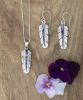 Sterling Silver Feather Earrings with Wampum Inlay