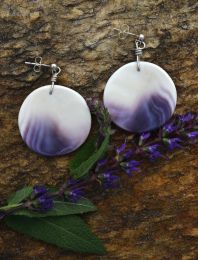 Round Raw Wampum Shell Earrings