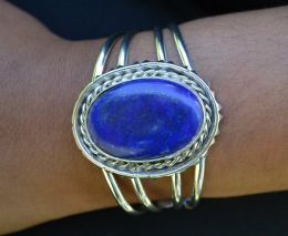 Large Oval Genuine Lapis Bracelet