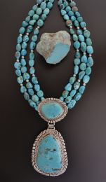 Large 3-Strand 'Sleeping Beauty' Turquoise Necklace