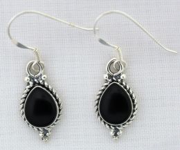 Teardrop Onyx Earrings With Sterling Silver Pearls Design