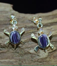 Small Wampum Turtle Earrings