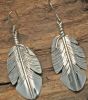 Wide Sterling Silver Feather Earrings