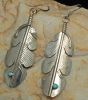 Sterling Silver Feather Earrings With Turquoise Stone