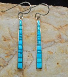 Long Cornrow Inlaid Turquoise Earrings