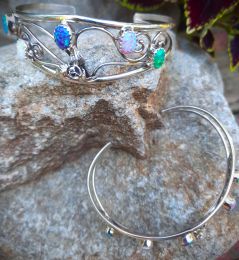 Multi-Colored Opal Rose Vine Bracelet