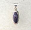 Oval Wampum Necklace with Designed Sterling Silver Edge
