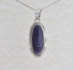 Oval Wampum Necklace with Designed Sterling Silver Edge