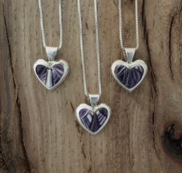 Small Heart Wampum Inlay Sterling Silver Necklace