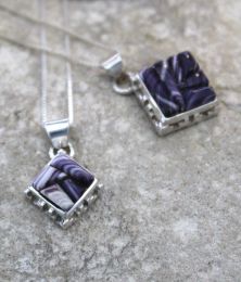 Square Wampum Inlay Silver Necklace