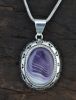 Round-Oval Wampum Pendant with Sterling Silver Shadowbox Design