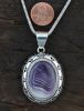 Round-Oval Wampum Pendant with Sterling Silver Shadowbox Design