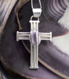 Sterling Wampum Cross Necklace