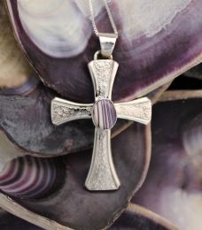 Silver Cross With Wampum Necklace