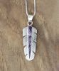 Feather With Hand-cut Inlay Wampum Necklace