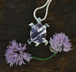 "Moving" Reversible Wampum Inlay Turtle Necklace