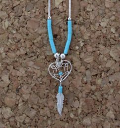 Mini Heart Dreamcatcher Necklace On 'Liquid Silver' Chain