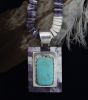 Rectangular Wampum-Turquoise Pendant With Necklace