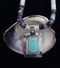 Rectangular Wampum-Turquoise Pendant With Necklace