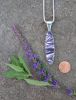 Long-Oval Sterling Silver Pendant with Hand-Cut Wampum Cornrow Inlay