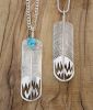 Sterling Silver Feather Necklace with Turquoise Stone