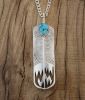 Sterling Silver Feather Necklace with Turquoise Stone