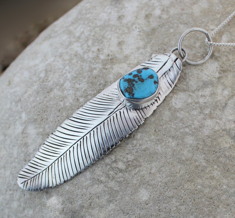 Turquoise feather pendant new arrivals