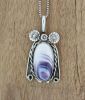 Wampum Pendant With Sterling Silver Flower Design II