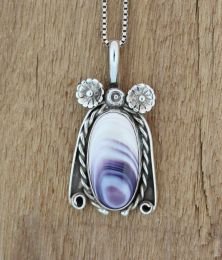 Wampum Pendant With Sterling Silver Flower Design II