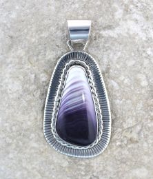 Teardrop Free Form Wampum Sterling Silver Pendant
