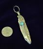 Sterling Silver Feather With Turquoise Nugget
