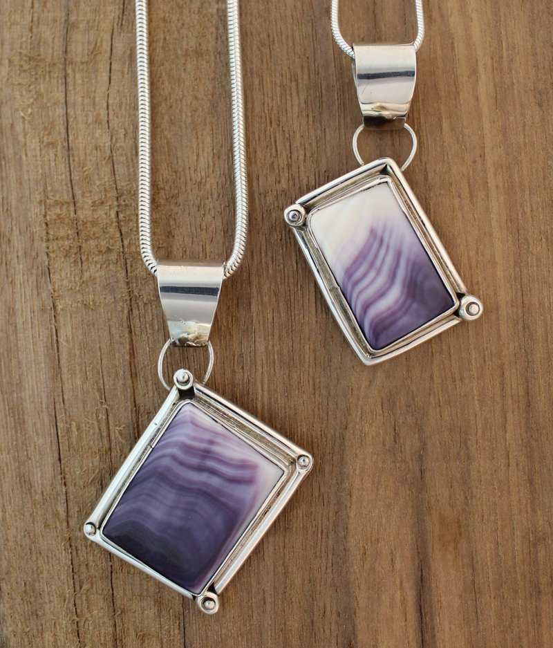 Large Rectangular Wampum Silver Pendant