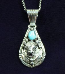 Buffalo Pendant With Turquoise