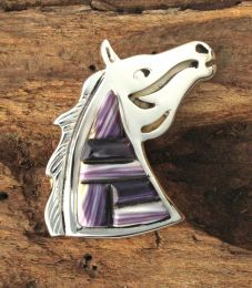 Wampum Cornrow Inlay Horse Pin