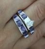 Wampum Cornrow Inlay Wedding Band Set With Marquis Cut Zircon