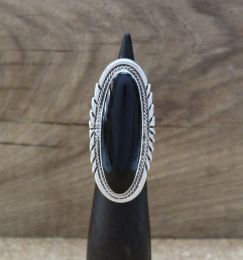 Large Long Oval Black Onyx Ring