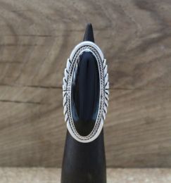 Large Long Oval Black Onyx Ring