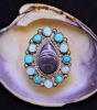 Wampum Teardrop Ring With Turquoise And Opal Stones