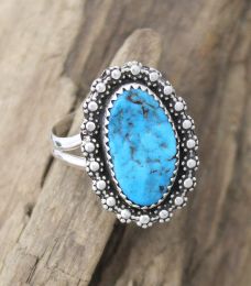 FLOWER STUDDED TURQUOISE RING