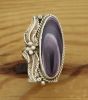 Long Oval Wampum Ring w/ Leaf design