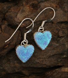 Light Blue Opal Heart Earrings