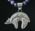Large Bear with Hand-Cut Inlay Wampum Necklace
