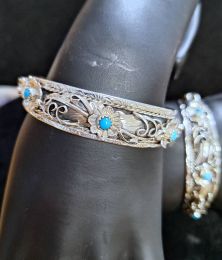 Dainty Turquoise Flower Cuff